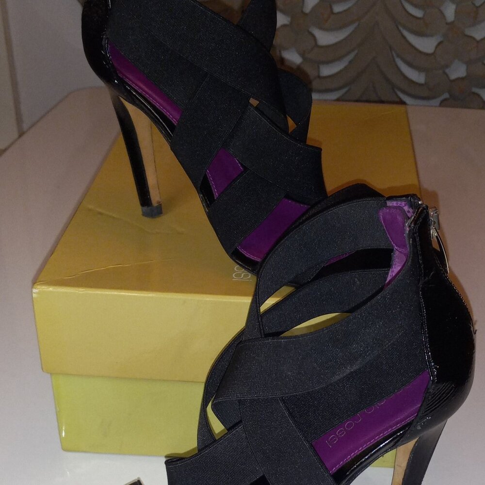 Vintage Retro Sergio Rossi Black Leather Zipper Heels 7 Italy 37 w/Box Org.$695!